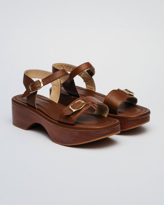 PARDES SANDAL CLOGGY PLATFORM Cognac Brown - LAX
