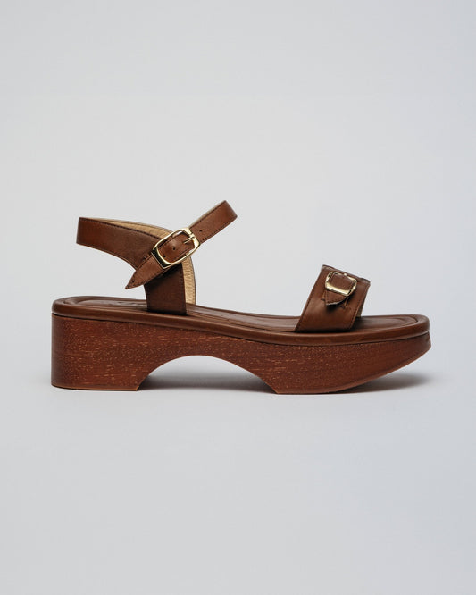 PARDES SANDAL CLOGGY PLATFORM Cognac Brown - LAX
