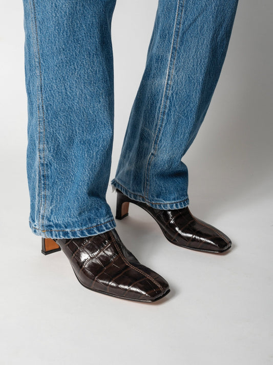 PIAF Mules Chocolate brown Croc - LAX