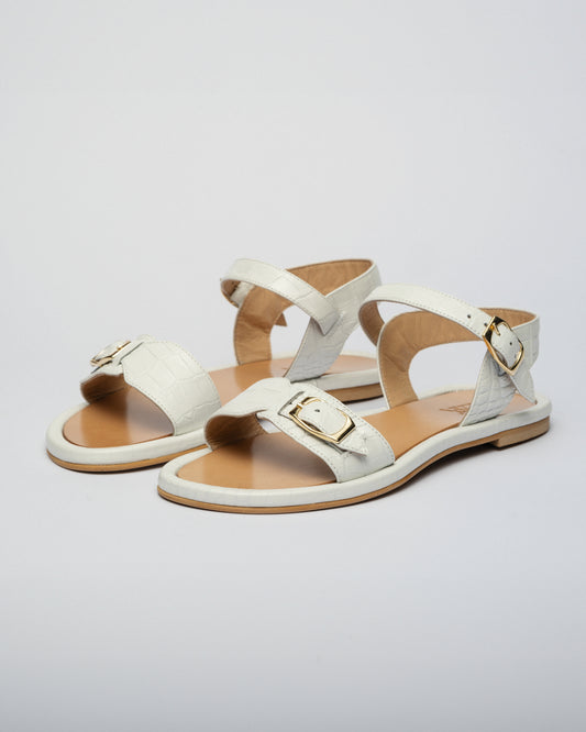 RED DOT-PARDES SUN-dals White croc leather