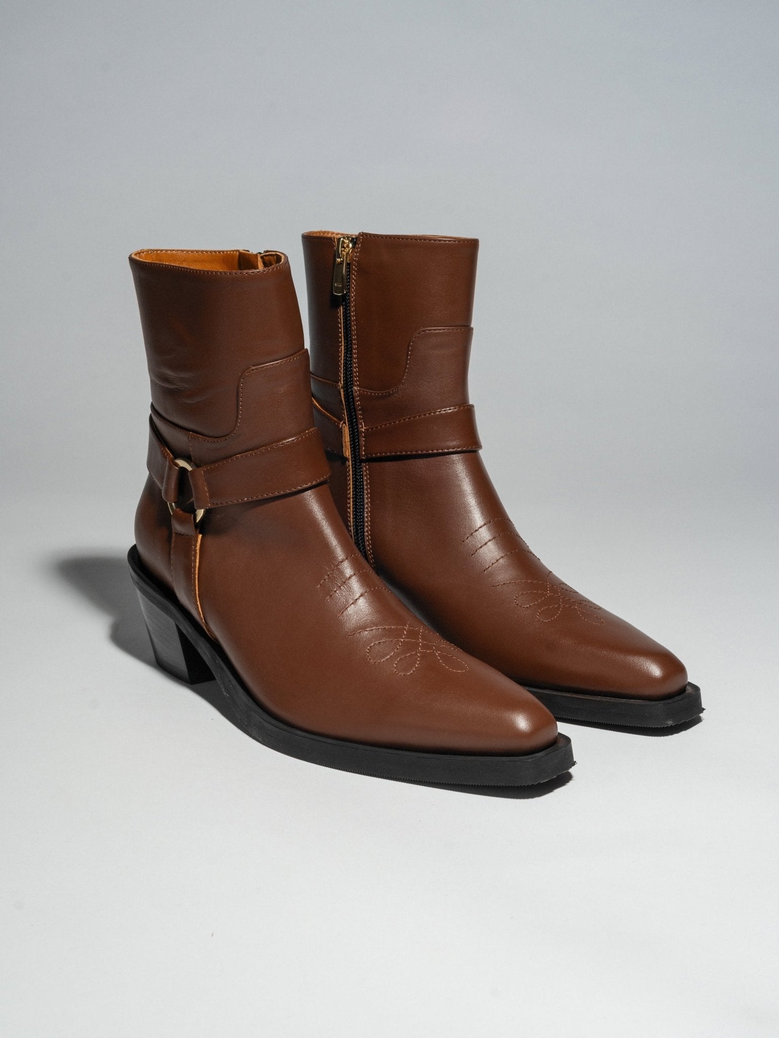 ARUJU RIDER BOOT Cognac Brown - LAX