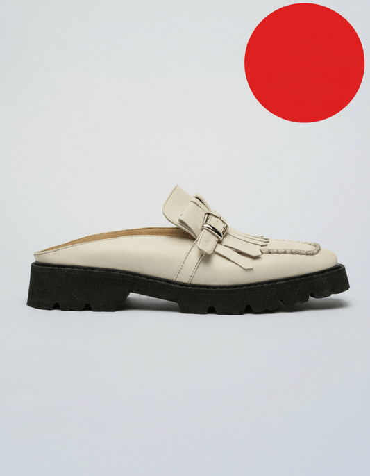 RED DOT - FUZZY MULES Cream - LAX
