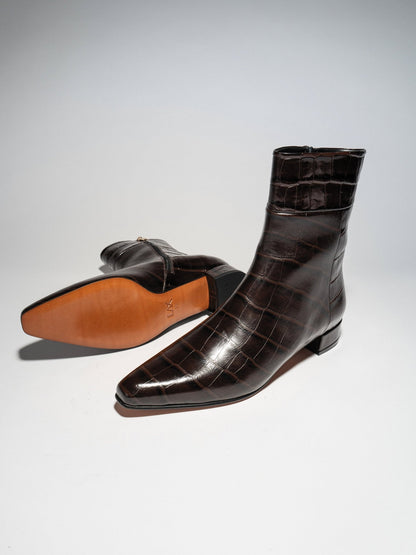 ROBERT Flat Chocolate brown Croc - LAX